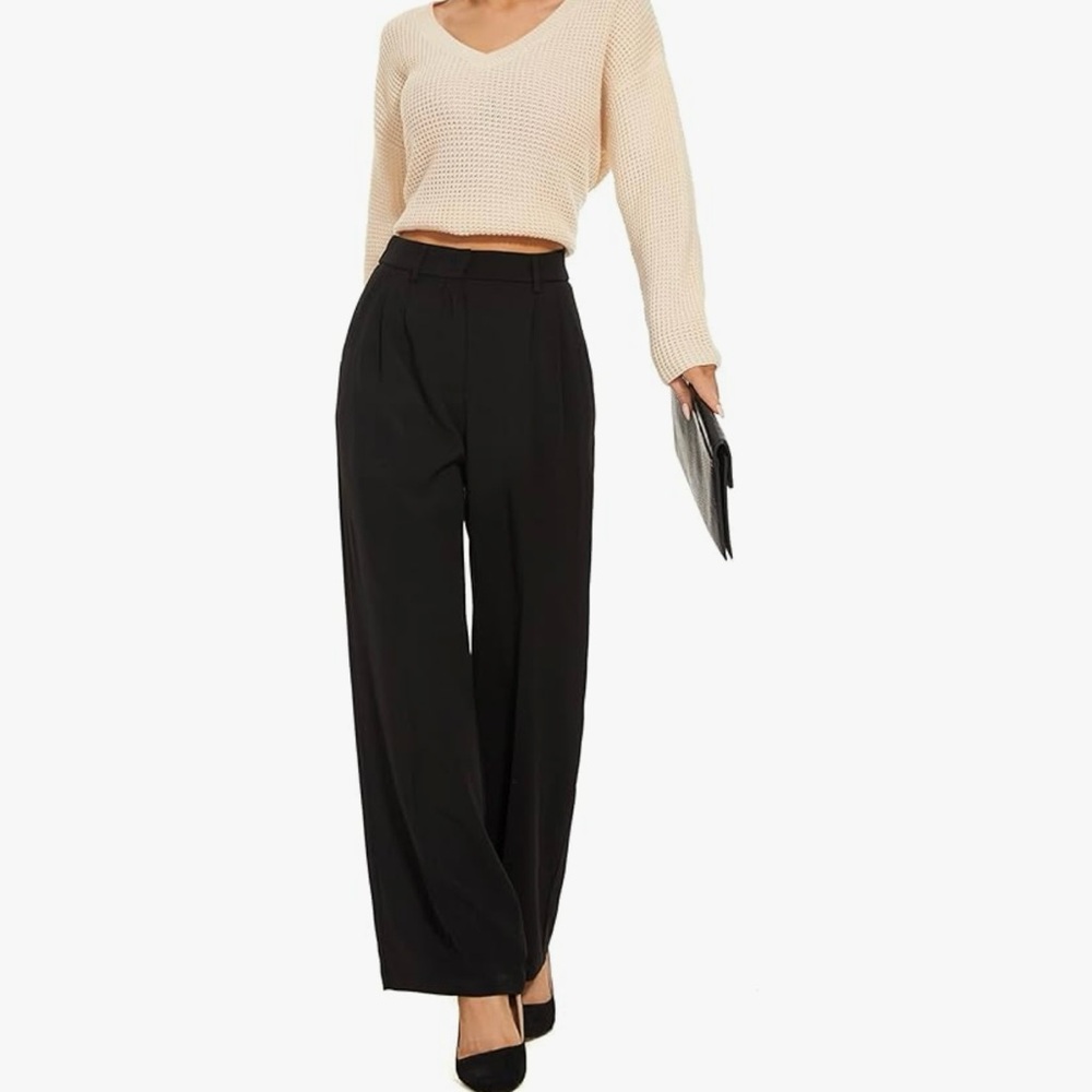 Women’s Wide Leg Pants High Waisted Business Work Trouser Pants